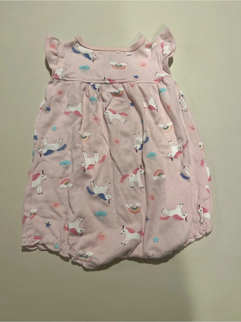 Carters Pink Unicorn Print Baby Girl Romper Size 6M